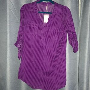 Purple & black geometric pattern w/roll up sleeves